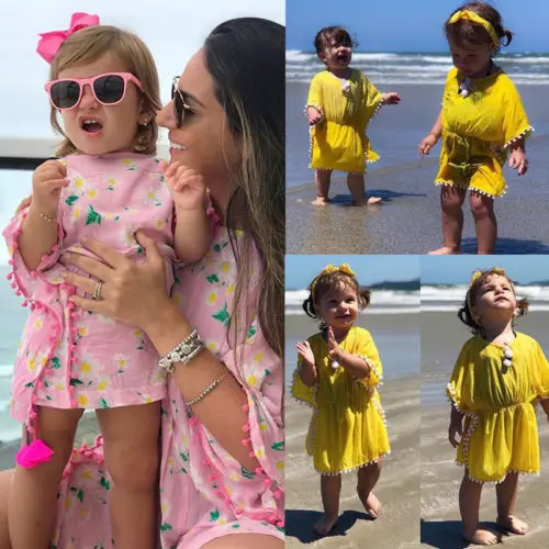 Милое детское пляжное платье новинка 2019 летнее для маленьких девочек Пляжная