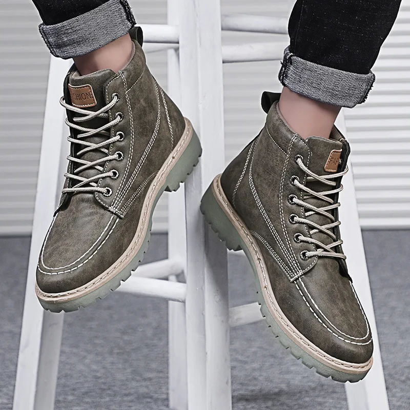 Fall and Winter 2019 New Men's Leather Boots Outdoor Retro Martin Workwear Snow | Обувь