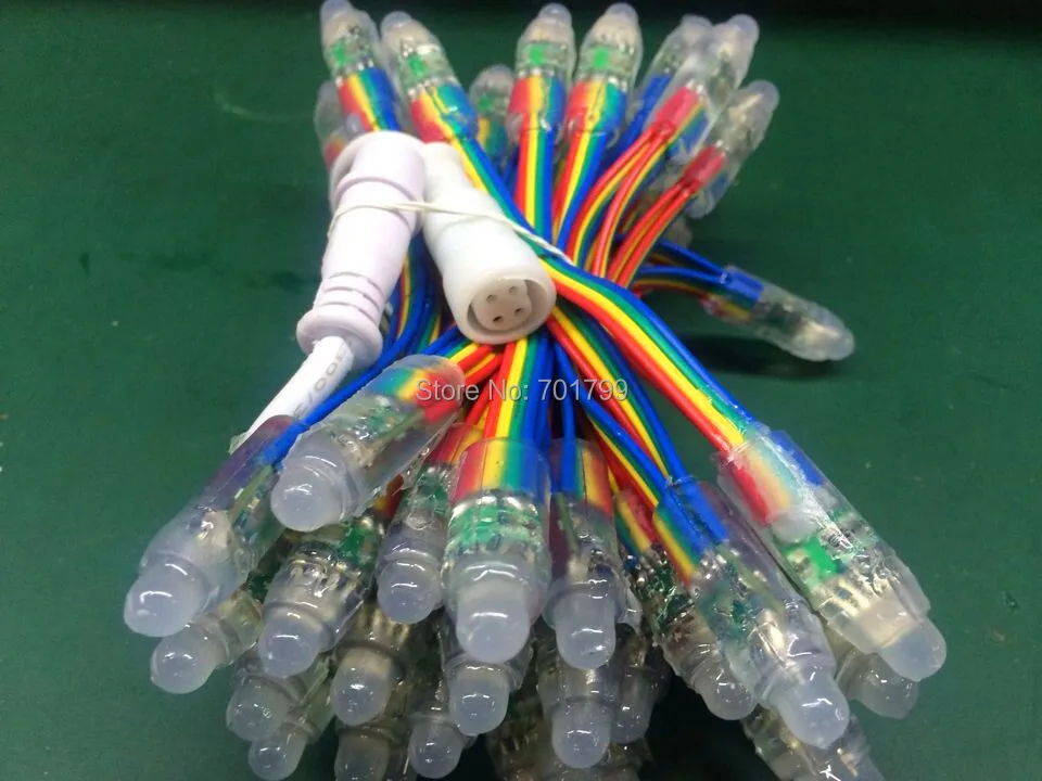 IP68 DC12V вход 12 мм сквозное отверстие светодиодный узел сброса RGB 100 шт. в нитку с 13 5 4