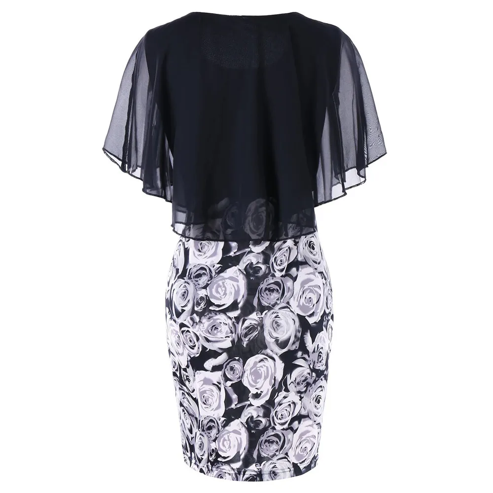 Шифоновое платье женские Повседневные Вечерние платья с круглым вырезом и