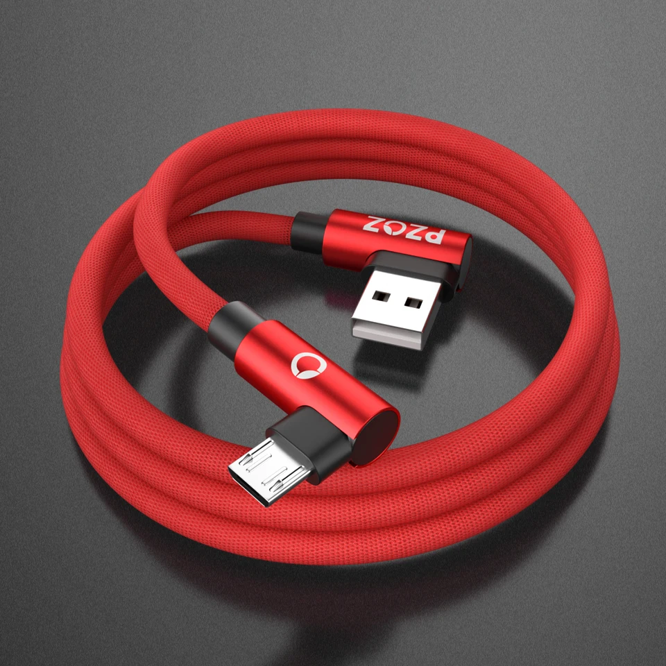 PZOZ 2 м Micro USB кабель 90 градусов L Тип шнур Microusb Android Быстрая зарядка данных адаптер для samsung Xiaomi телефон зарядное устройство кабель