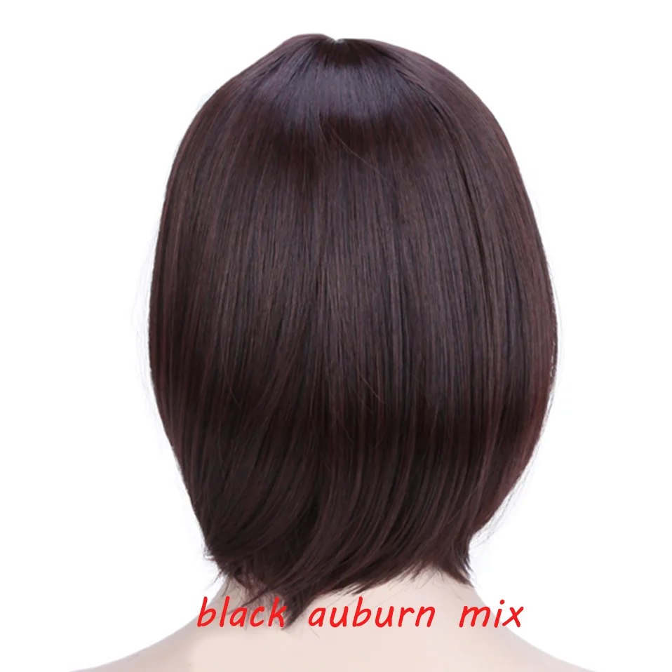 P1B/30 S-noilite короткие прямые волосы парик черный коричневый красный для женщин синтетические головы парики с плоской челкой термостойкие - Цвет: P1B/30