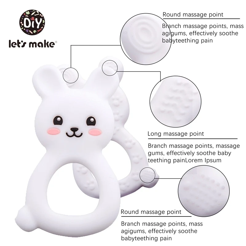Let's make Silicone Teethers Food Grade DIY 5 pcs Baby Shower Gift Birth Cartoon Rabbit Teether For Teeth Baby Product Teething