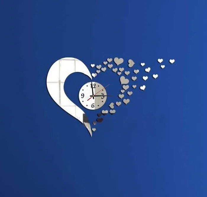 1Pcs Acrylic Modern Style Sweet Heart DIY Mirror Wall Clock Sticker Home Decoration 40X60CM 3d | Дом и сад
