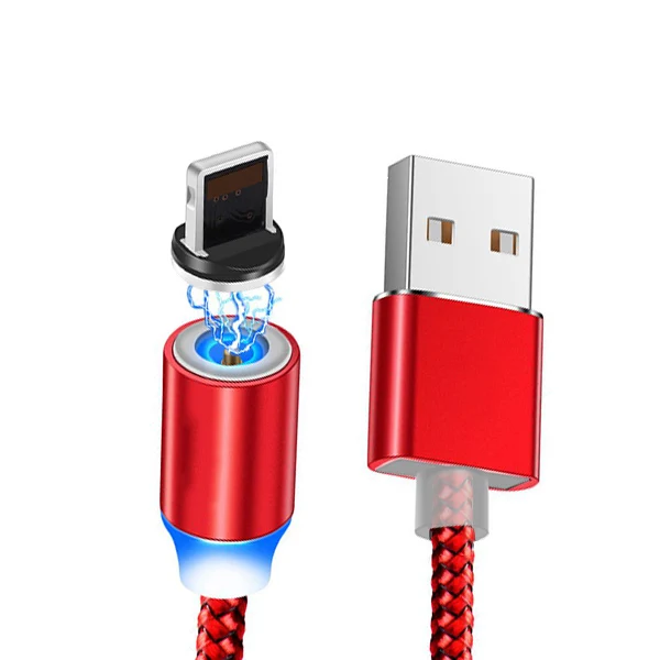 Красный 1 м 3 а быстрый Магнитный зарядный usb-кабель для iPhone X XS MAX XR 8 7 6 5 S plus, кабель для зарядки мобильного телефона, usb-кабель для передачи данных - Цвет: Красный