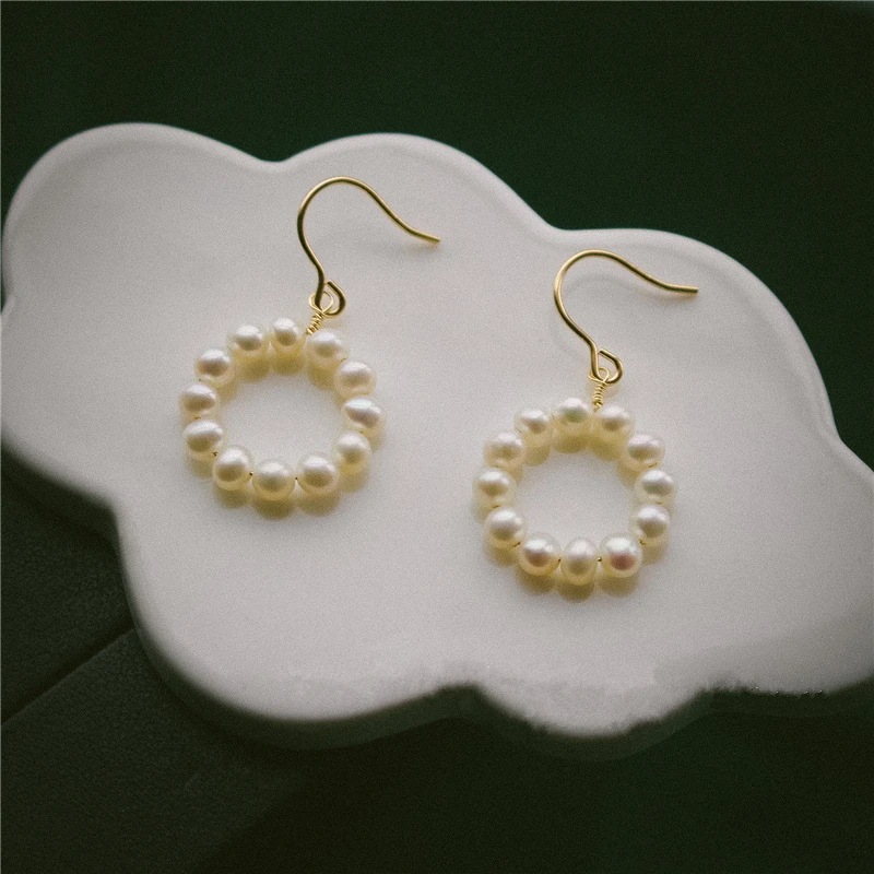 

Винтажные серьги ручной работы с натуральным жемчугом, 14К золотые серьги, не выцветают, вечерние сережки