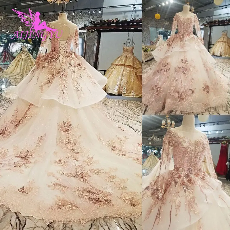Модное свадебное платье AIJINGYU модное короткое спереди уникальное атласное с