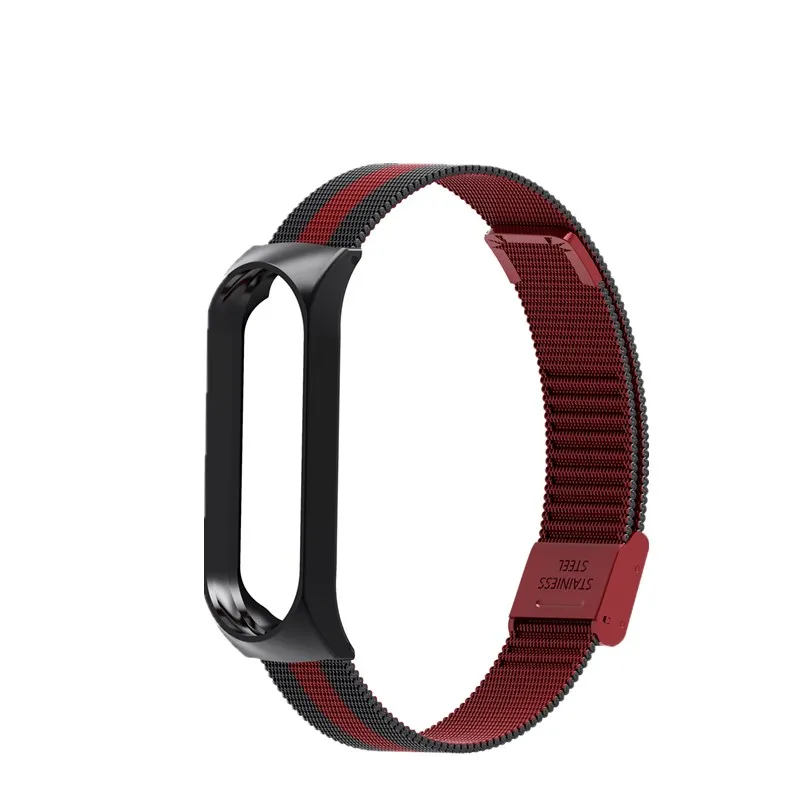 Mi band 4 металлический ремешок для Xiaomi mi Band 4 браслет Безвинтовой Xiaomi mi Band 4 браслет Correa Xio mi Band 4 браслет на запястье из стали - Цвет: BLACK RED