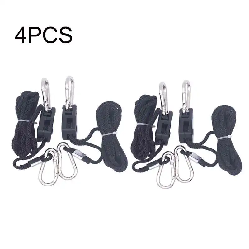 4pcs Регулируемый 1 шт. 1 пара 2 пара 1/8 дюймовая нейлоновый Канат трещотка вешалки для выращивания палатки комнатный вентилятор угольный фильтр светодиодный светильник для выращивания - Цвет: 4pcs