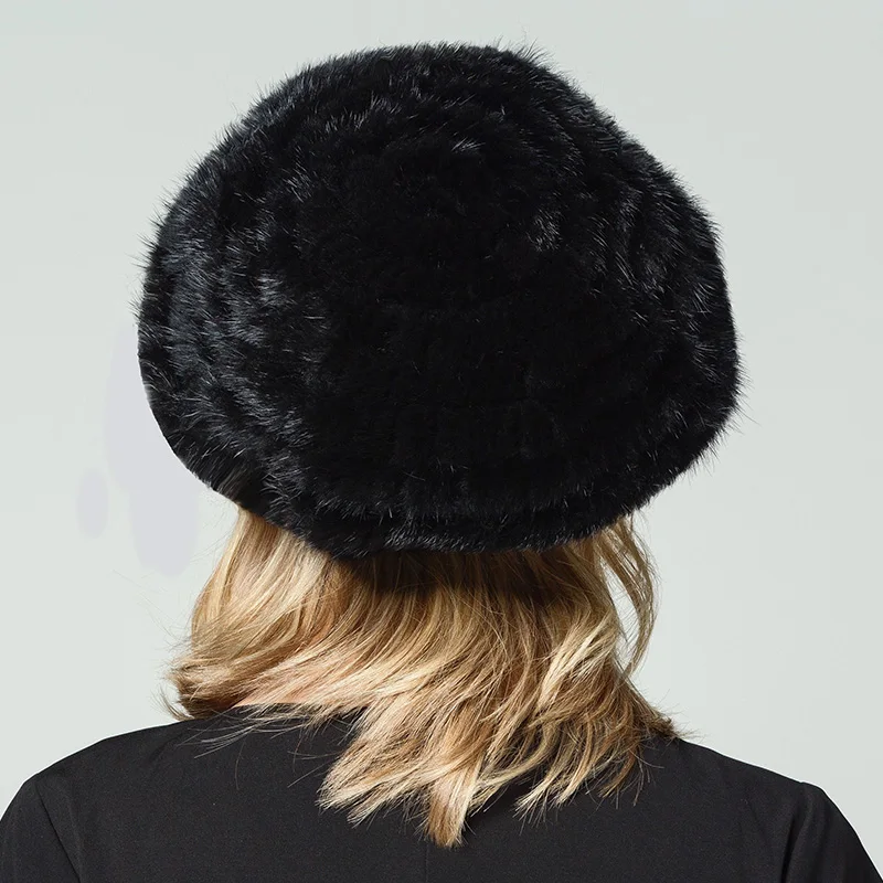 QIUSIDUN настоящая вязаная шапка из меха норки повседневная женская женские шапки