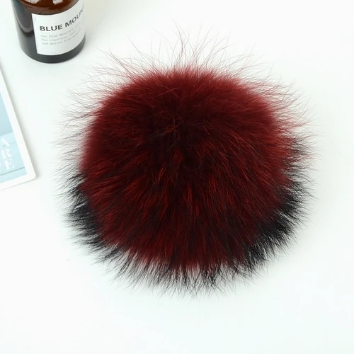 Wine red 15 см самодельные помпоны из натурального меха енота, Меховые помпоны для женщин и детей, шапочки-бини, шапки большого размера, натуральный помпон для обуви, шапки и сумки - Цвет: Wine red