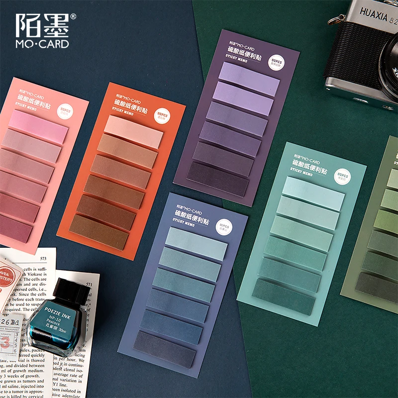 90sheets Creative Gradient Color Memo Pads N Times Sticky Notes Index Paper Divider Stickers Self-adhesive Sticky Paper Bookmark