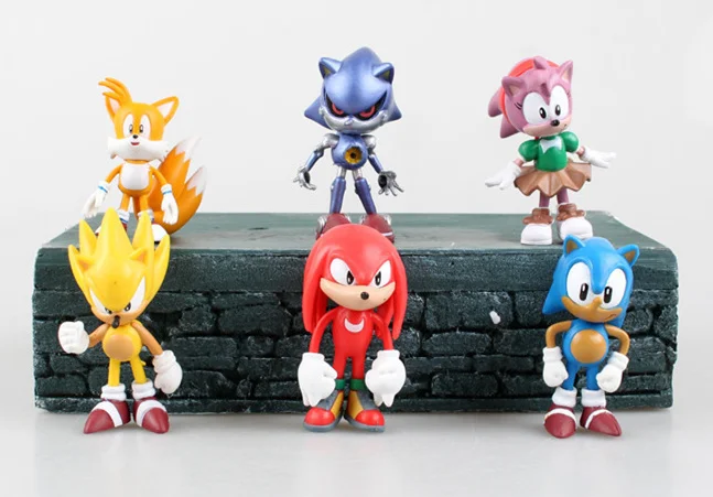 [Новинка] 30 шт./лот sonic Ежик 7 см Фигурки SEGA игрушечные ПВХ игрушки звуковые