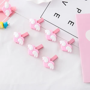 Зажимы для заметок в виде крыльев любви, деревянные, кавайные, розовые, в форме сердца, для сообщений, фотографий, заметок, писем, декоративный клип, для школьных подарков, 10 шт.