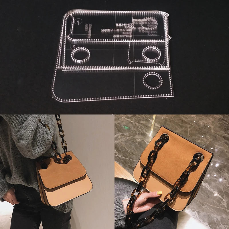 

1set DIY Acrylic Leather Template Home Handwork Leathercraft Sewing Pattern Tools Accessory Shoulder Bag 200x190x90mm