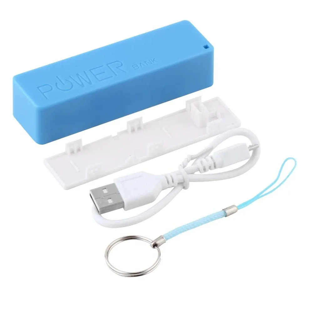 AC/DC адаптеры мобильный Мощность Дело Box USB 18650 Батарея брелок для iPhone samsung MP3 синий в