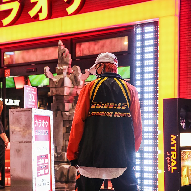 2018 хип хоп oversize в стиле пэтчворк и КолорБлок Японии Стиль пальто куртки пиджак