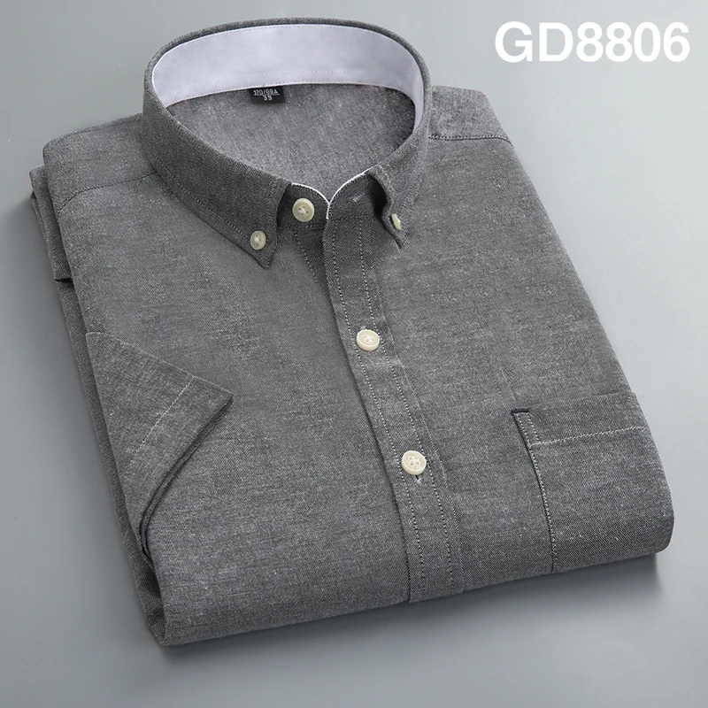 Man shirt 8806 Summer Men Shirts Short Sleeve Heren Blouse Mens Shirts Regular Fit White Black Purple Blue Formal Shirts For Men Social Button - Цвет: Man shirt 8806