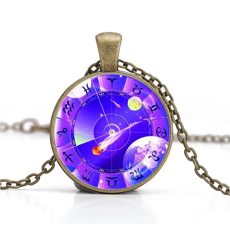 Ожерелье с 12 знаками Зодиака винтажные звезды гороскоп ведьмахство стеклянные