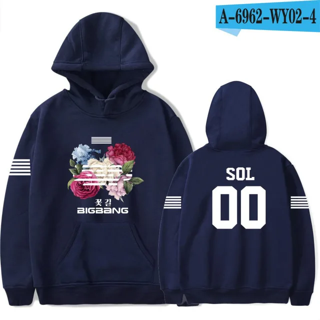 navy blue Bigbang big bang bangtan Толстовка kpop Корейская harajuku Толстовка moletom feminino Модная брендовая куртка пальто размера плюс 4xl - Цвет: navy blue
