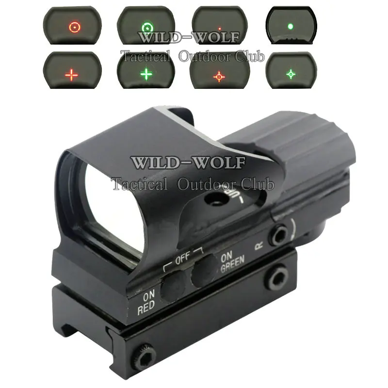 Тактический 4 сетка Красная и зеленая точка с подсветкой рефлекторный прицел