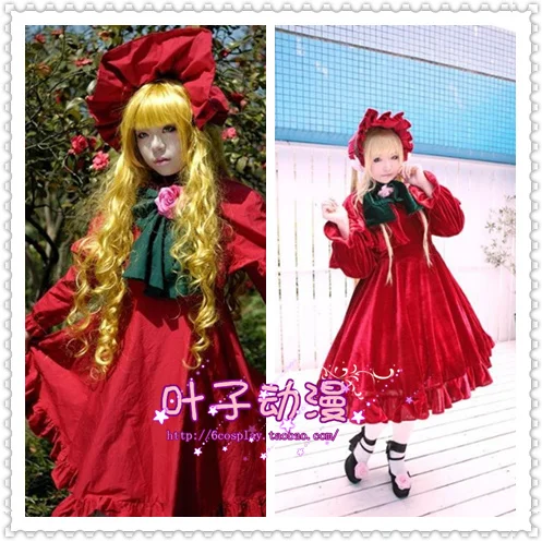 Красное готическое платье Rozen maiden В Стиле Лолита шиньку костюм для косплея под