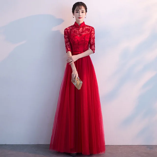 style 17 Невесты чонсам, Восточный стиль женские свадебные Qipao короткий рукав вечерние платье элегантный в китайском стиле длинный халат; Одежда для девочек; Vestido XS-XXXL - Цвет: style 17