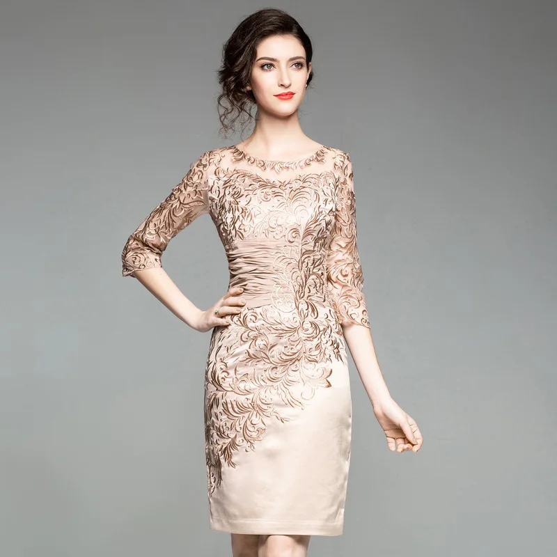 Vestido de festa, Модные Коктейльные Вечерние женские платья, роскошная вышивка, рукав 3/4, облегающее платье-футляр размера плюс, одежда XXXL