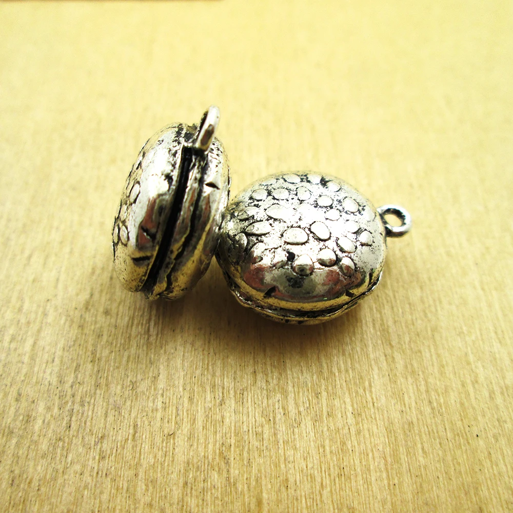 

6pcs-- 23*27mm food charm 3D mini hamburger charm pendant DIY necklace/ bracelets charms antique silver tone