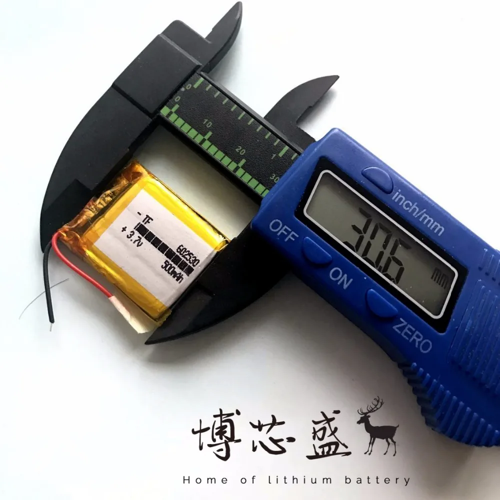 3.7V 500mAh li polymer lithium rechargeable Lipo battery 602530 for MP3 GPS DVD bluetooth recorder headset e-book camera | Электроника