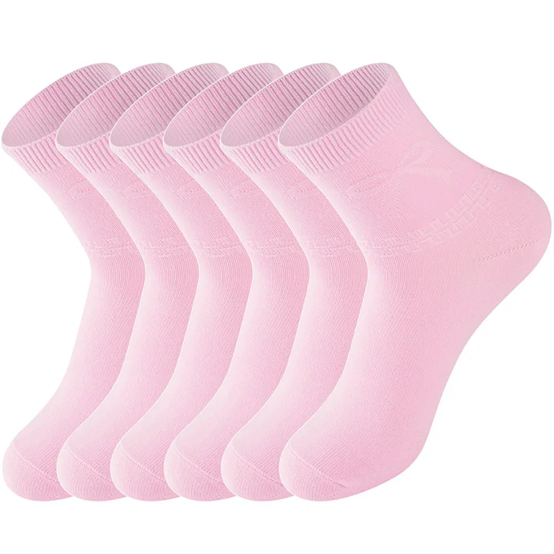 6 Pair Pink LifeWheel женские носки до середины ноги осень и зима Двойная игла butterf хлопок Busines повседневные спортивные пот-абсорбирующие носки - Цвет: 6 Pair Pink