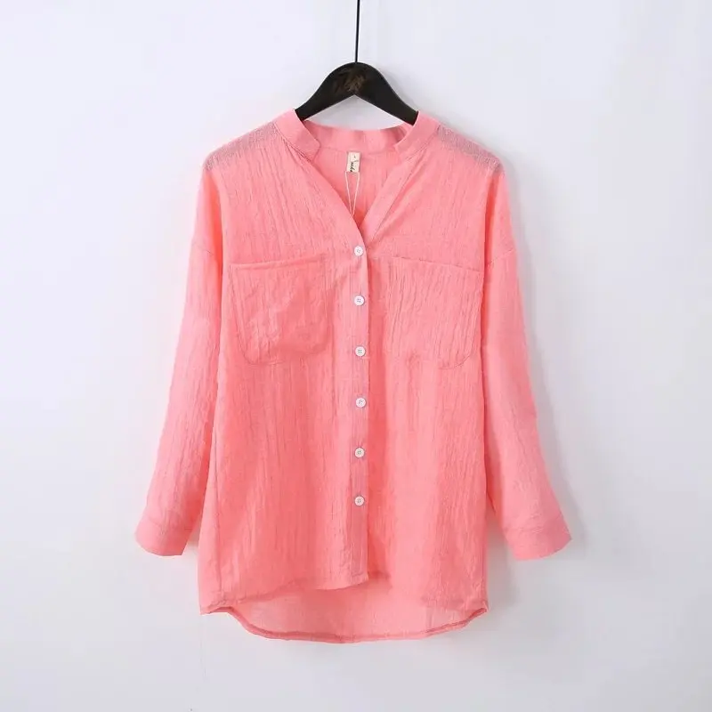 Женские хлопковые льняные летние рубашки 6 цветов винтажные блузки новинка 2020