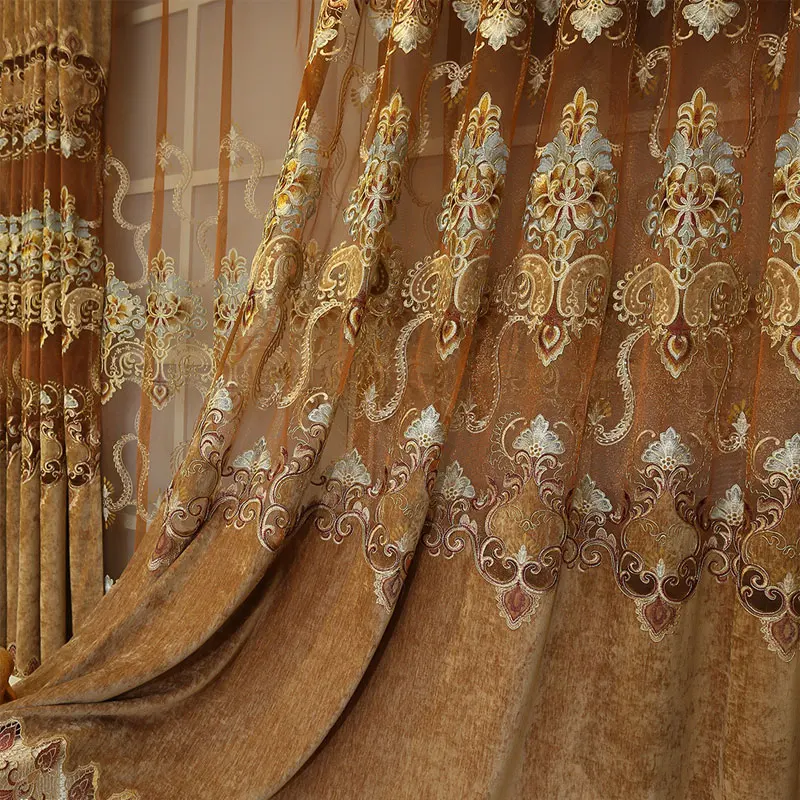 Curtains for Living dining room bedroom 2017 new curtain European style water soluble embroidery customization | Дом и сад