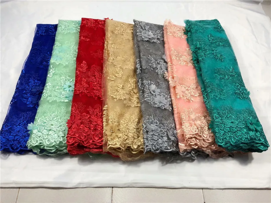 Высококачественная нигерийская 3D Свадебная кружевная ткань зеленые новейшие