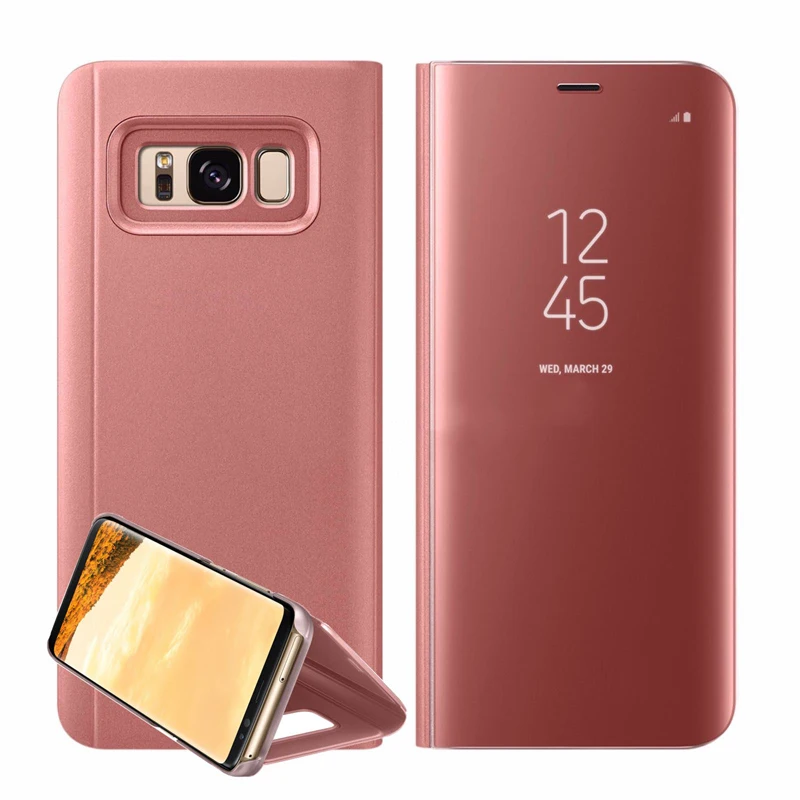 Для Samsung S6 S7 край S8 S9 плюс A3 A5 A7 J3 J5 J7 Note 4 5 8 чехол умный зеркальный флип-чехол кожаный чехол с подставкой