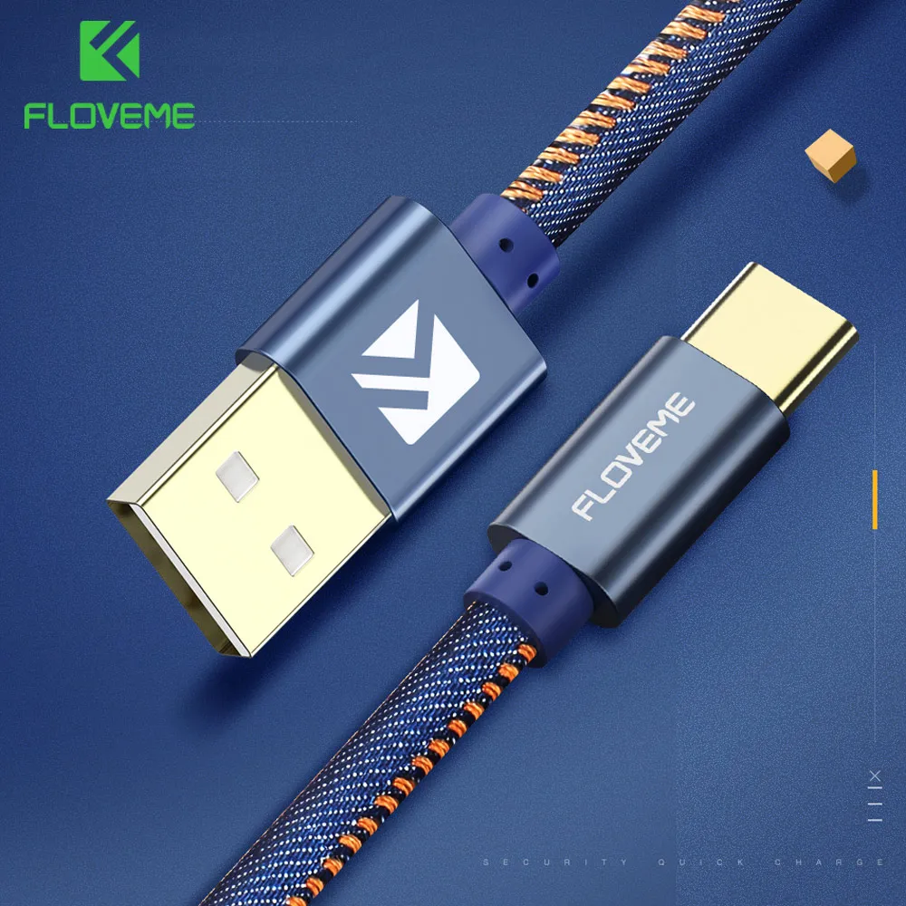 FLOVEME USB C Cable For OnePlus 6 5T 5 3T 3 2 Demin Cowboy Type One Plus Charging Cabo Honor 9 | Мобильные телефоны и