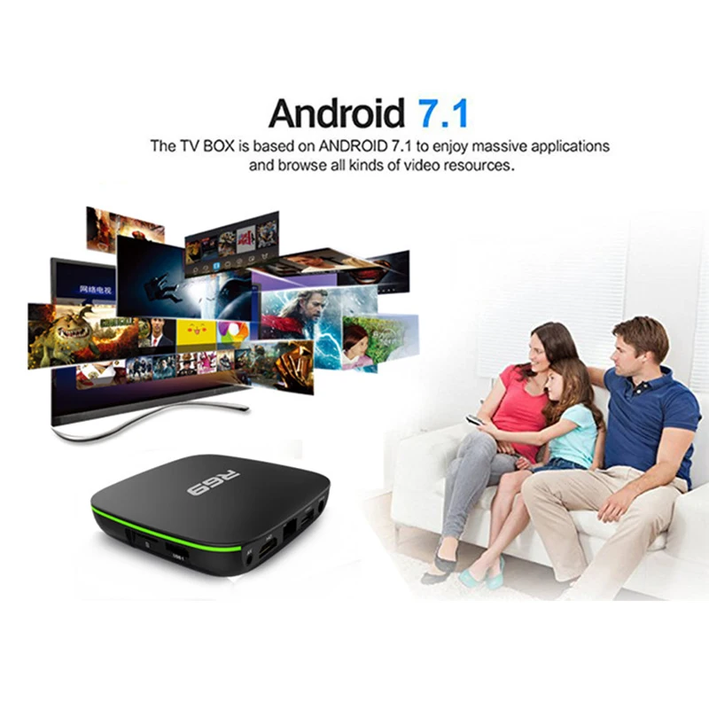 R69 Smart Android 7 1 Tv Box 2 4G Wifi H3 четырехъядерный телеприставка 1080P Hd 3D Movie Media Player Eu Plug |