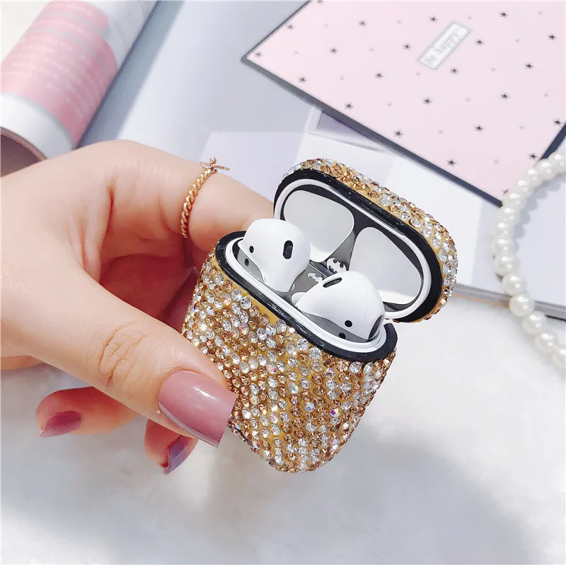 Блестящий Алмазный страз чехол для Apple AirPods беспроводной Bluetooth наушники защитный