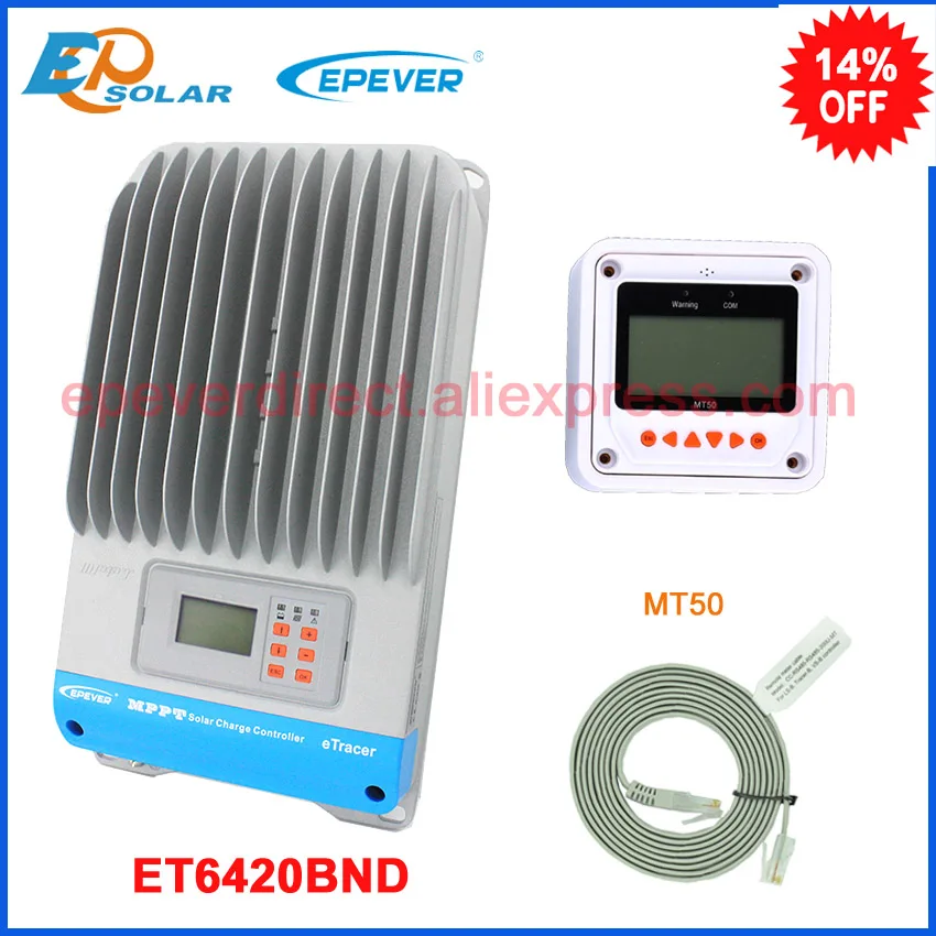 

ET6420BND+MT50 remote meter EPsolar MPPT 60A 60amp EPEVER battery charging solar controller 12v 24v 36v 48v auto work