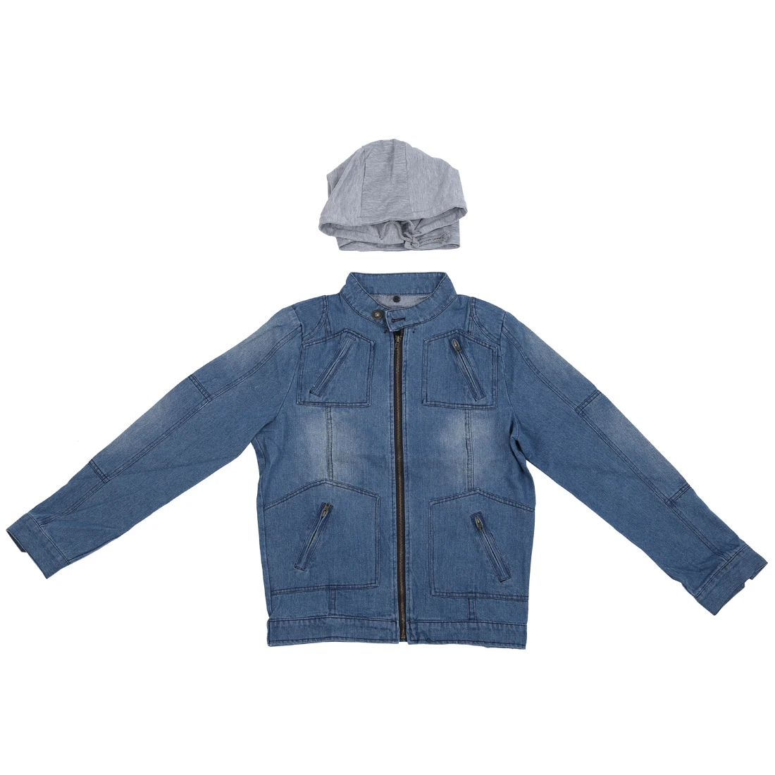 Осенне зимняя мужская одежда с капюшоном джинсовая куртка на открытом воздухе