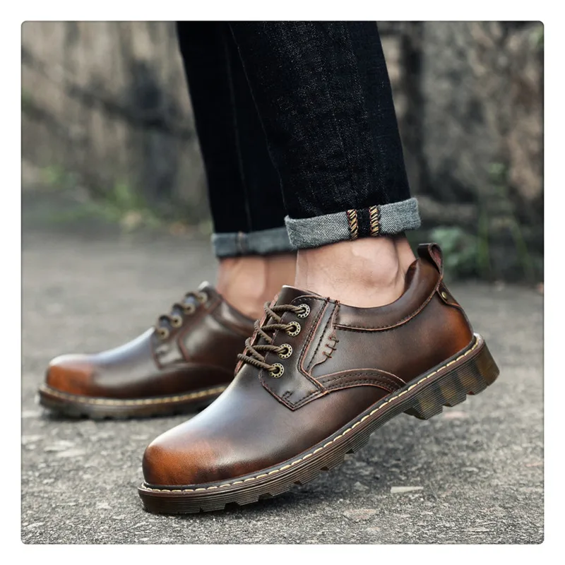 URBANFIND/Мужская обувь из натуральной кожи; модные оксфорды; размеры 38-45; рабочие ботинки; дизайнерская мужская кожаная повседневная обувь; Цвет черный, коричневый