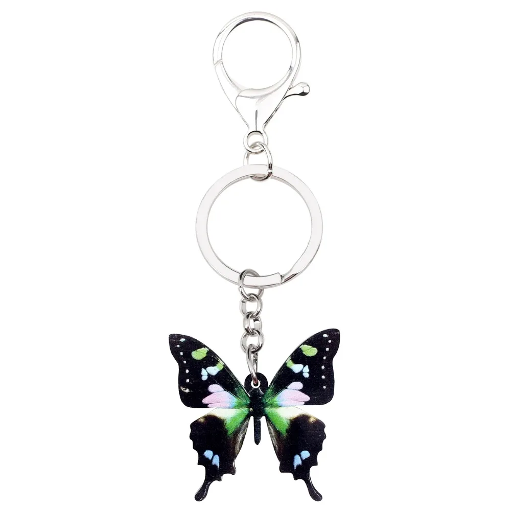Bonsny Acrylic Hot Guinea Graphium Weiskei Butterfly Key Chain Keychain Ring Insect Jewelry For Women Girls Bag Car Purse Charms | Украшения