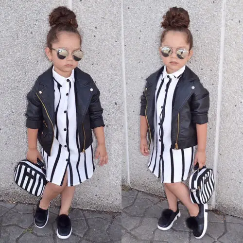 2018 Toddler Kids Baby Girls Summer Clothes Cotton Stripes Long Sleeve Shirt Dress Casual Outfits 1-6Y | Детская одежда и обувь