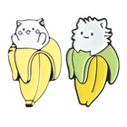 Мяу Kawaii банан кошка значки эмалевые Броши с изображением симпатичного котенка; Зимняя коллекция булавок подарок для девушек любовной Китти мама подарки