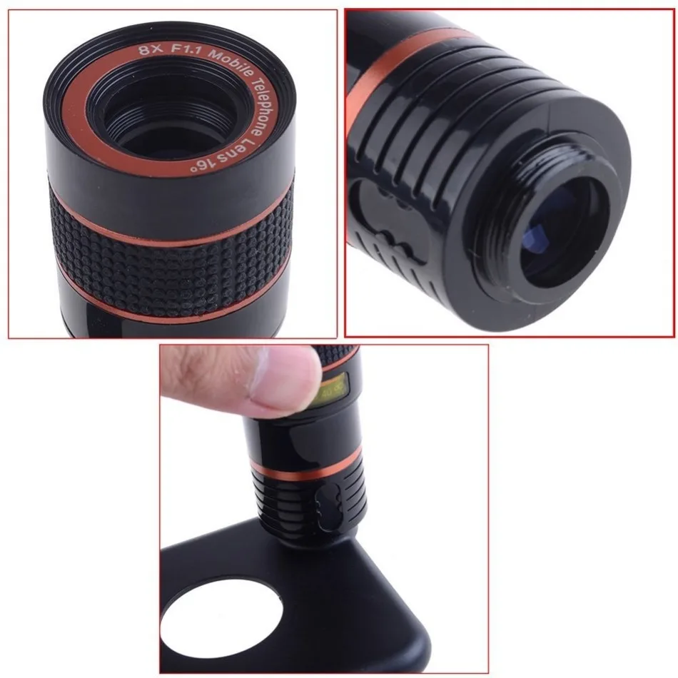 2017 Объективы для фотокамер Телефонные чехлы iphone 4 4S 5 5S 6 S 7 Plus 8X зум объектива