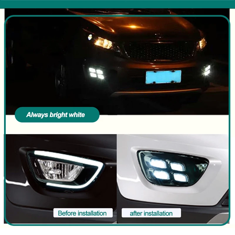 HLXG DRL для kia sportage R дневные ходовые огни четыре глаза дневной свет источник