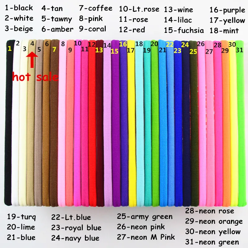 

100 pcs/lot, Wholesale Nylon Elastic Headbands, You Pick Colors