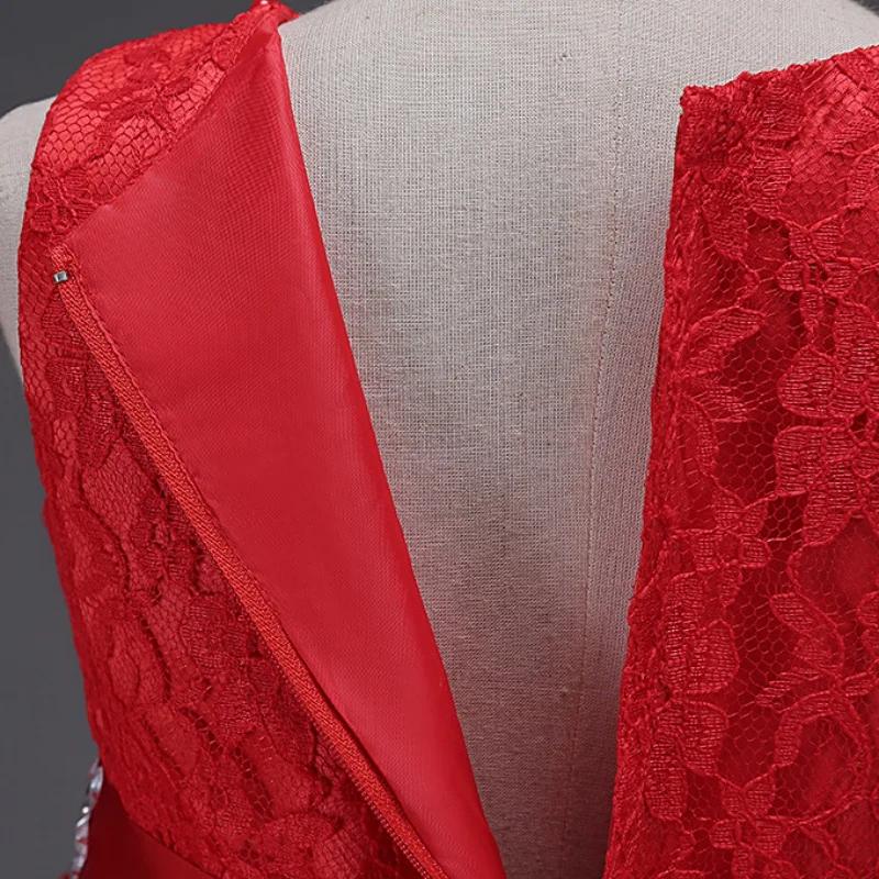 Красные Свадебные Платья с цветочным узором для девочек высококачественное