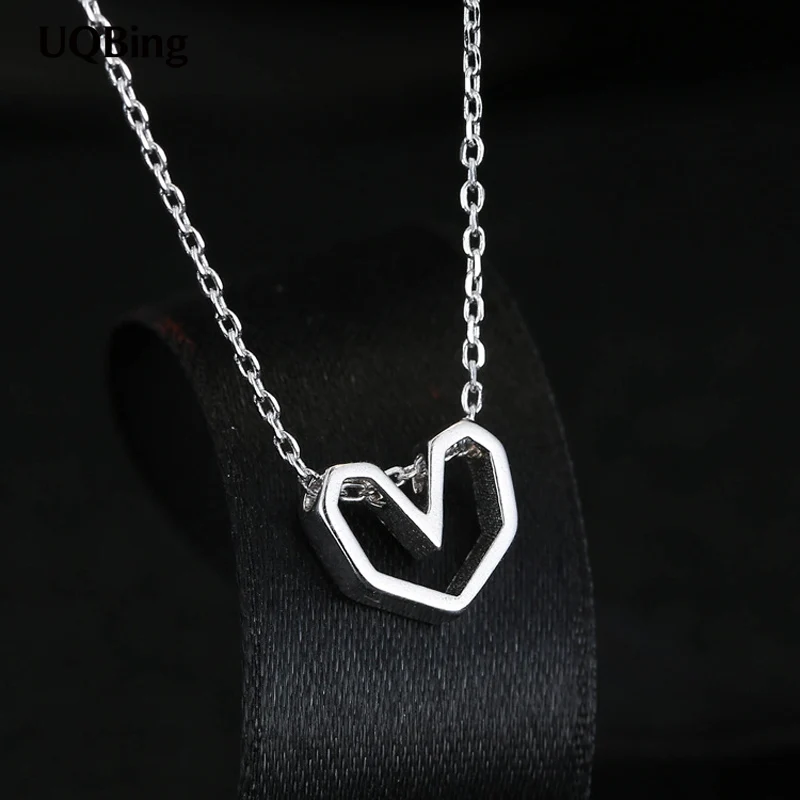 

Free Shipping Fashion 925 Sterling Silver Necklace Heart Pendant Necklaces For Women Jewelry