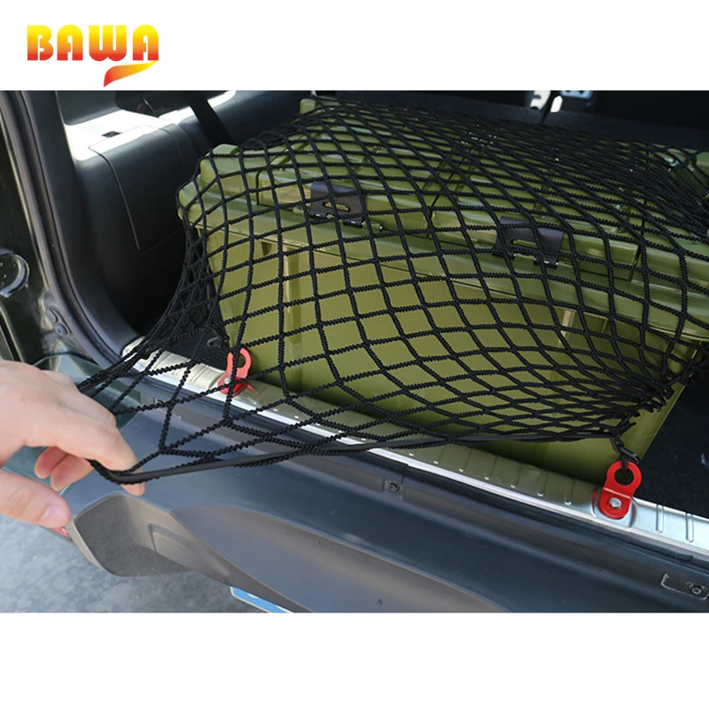 

BAWA Trunk Nets Universal Storage Bag With Hooks Nylon Cargo Net Car Trunk Nets Mesh in Car Trunk Net